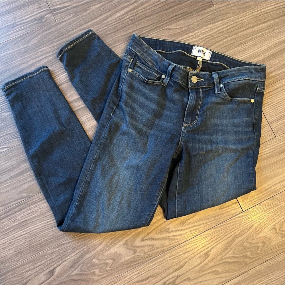 EUC PAIGE Verdugo ankle skinny jeans - dark wash sz 28